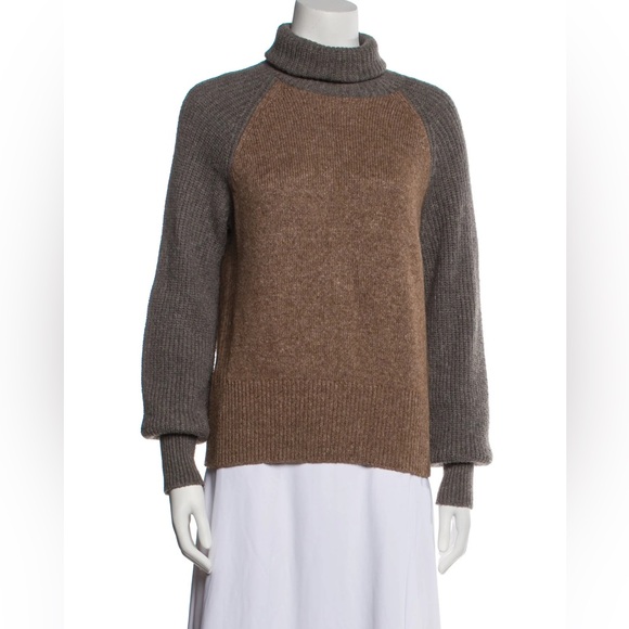 Tory Burch Brown and Gray Turtleneck Sweater
